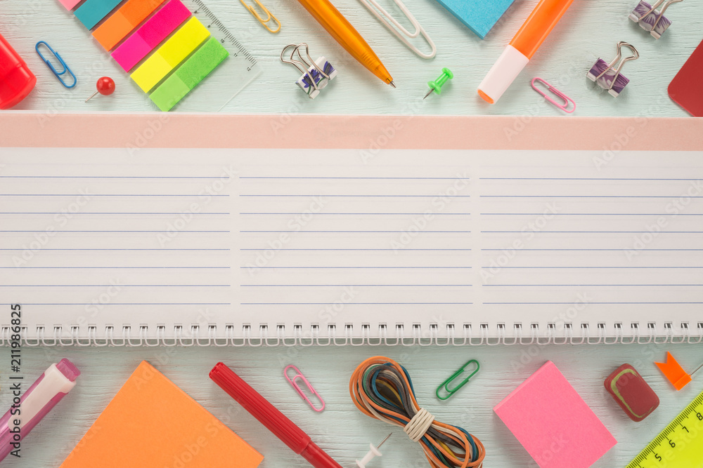 School office supplies on a desk School office supplies on a desk