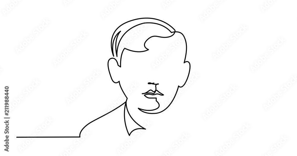 Animation of continuous line drawing of boy portrait Animation of continuous line drawing of boy portrait