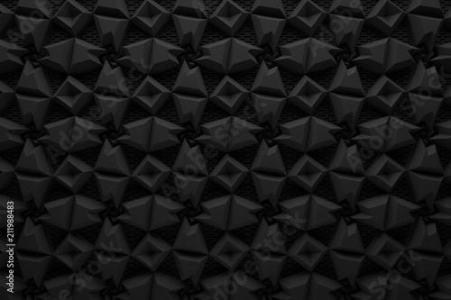 dark black abstract background pattern. 3d render