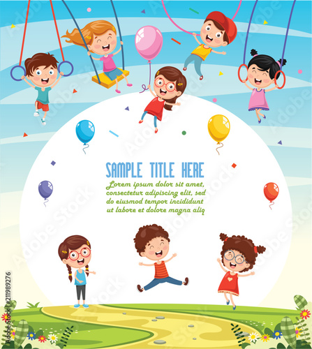 Vector Illustration Of Children Swinging
