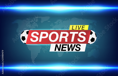 Background screen saver on soccer Sports news. Sports News Live on World Map Background. Vector Illustration.