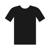 Simple, flat, black T-shirt icon. Isolated on white