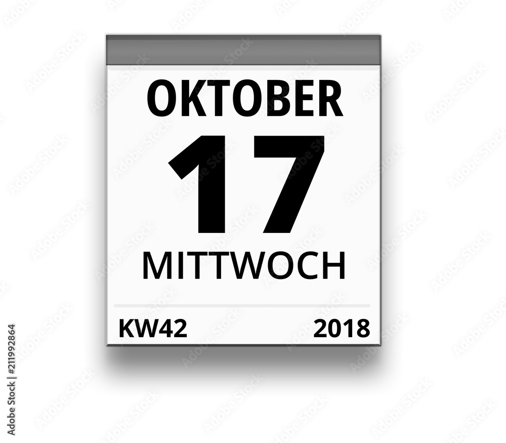 Kalender für Mittwoch, 17. OKTOBER 2018 (Woche 42) Kalender für Mittwoch, 17. OKTOBER 2018 (Woche 42)
