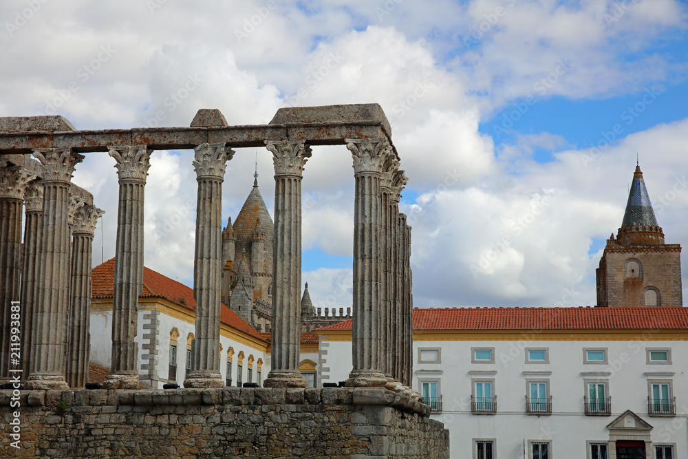 Roman Temple of Diana in Evora. Alentejo. Portugal