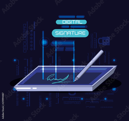 digital signature security icons vector illustration design