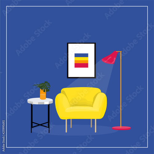 vector interior design elements. living room  furniture illustration. designer trendy  home style 