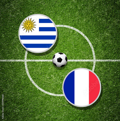 Fussballspiel Uruguay gegen Frankreich