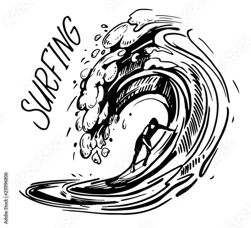 Wave with surfer