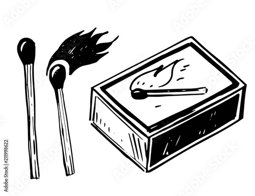 Burning match with fire