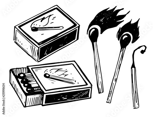 Burning match with fire