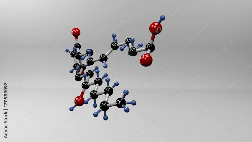 Prostaglandin E2 molecule. Molecular structure of PGE2, physiologically ...
