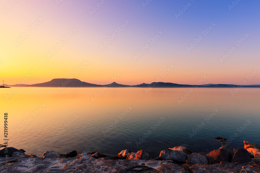 Beautiful sunset in lake Balaton