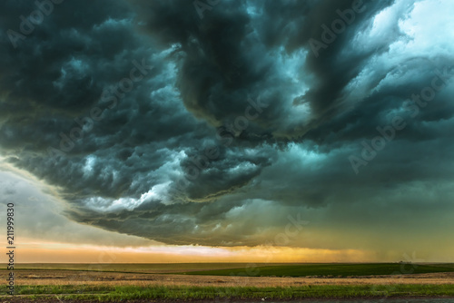 Storm over field in Oklahoma