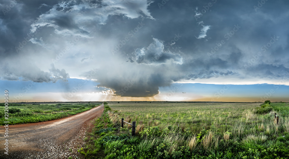 Tornadic Supercell over Tornado Alley at sunset Stock Photo | Adobe Stock