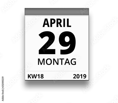 Kalender für Montag, 29. APRIL 2019 (Woche 18)