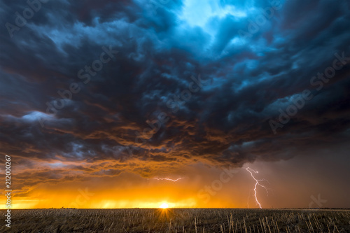 Lightning storm over field in Roswell New Mexico © cherylvb