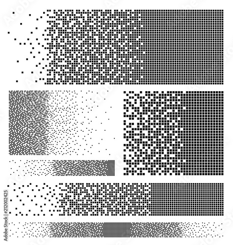 Set of dissolved filled square dotted vector icon with disintegration effect. Vector illustration rectangle items are grouped into disappearing filled square form. Isolated on white background