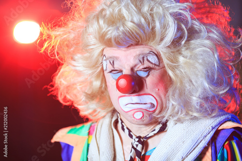 Portrait of a Clown in the circus arena.