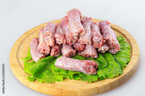 chicken neck on white background.