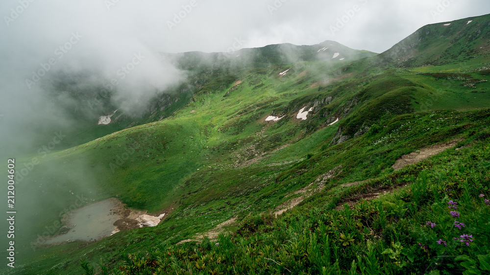 picturesque mountains in fog picturesque mountains in fog