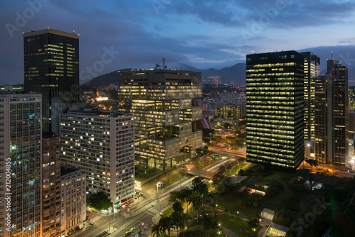 Night Time View of Rio de Janeiro City Downtown