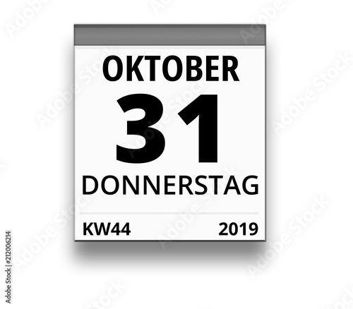 Kalender für Donnerstag, 31. OKTOBER 2019 (Woche 44)