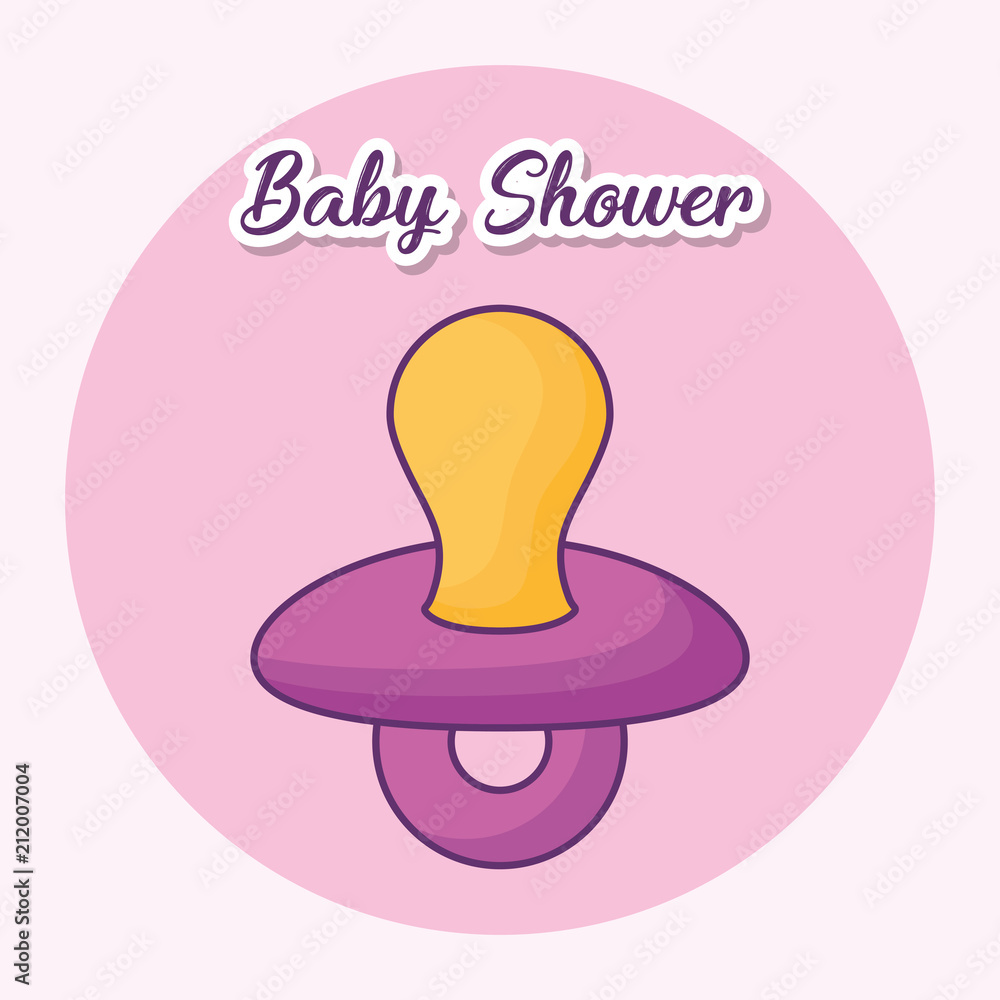 baby shower design with pacifier icon over pink background, colorful design. vector illustration baby shower design with pacifier icon over pink background, colorful design. vector illustration