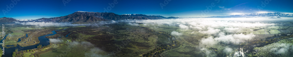 A view from Santiago de Chile sky at winter with all the Andes mountains full of snow