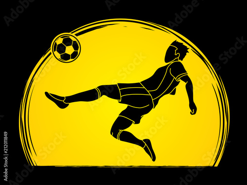 Soccer player hit the ball, Bicycle Kick graphic vector.