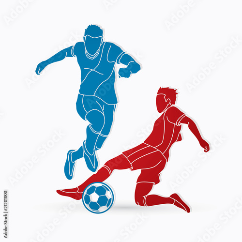 Soccer player slide action graphic vector