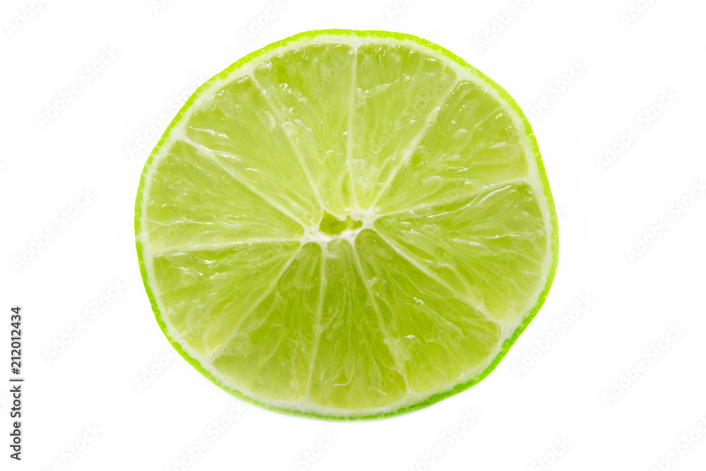 Lemon Green Lime slice isolated On a white background