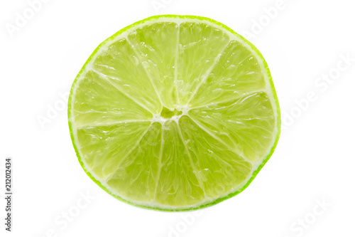 Lemon Green Lime slice isolated On a white background
