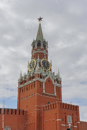 Spasskaya Tower of Kremlin on Red Square, Moscow, Russia