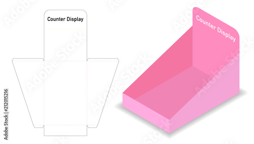 container display 3d mockup with dieline template