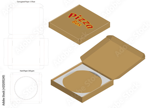 pizza box corrugated package die cut with mock up