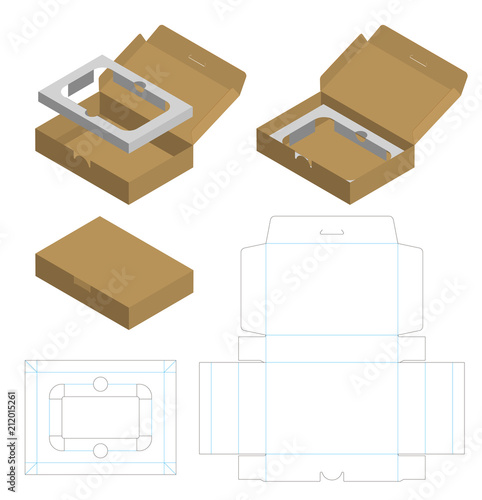 corrugated package box die cut with 3d mock up