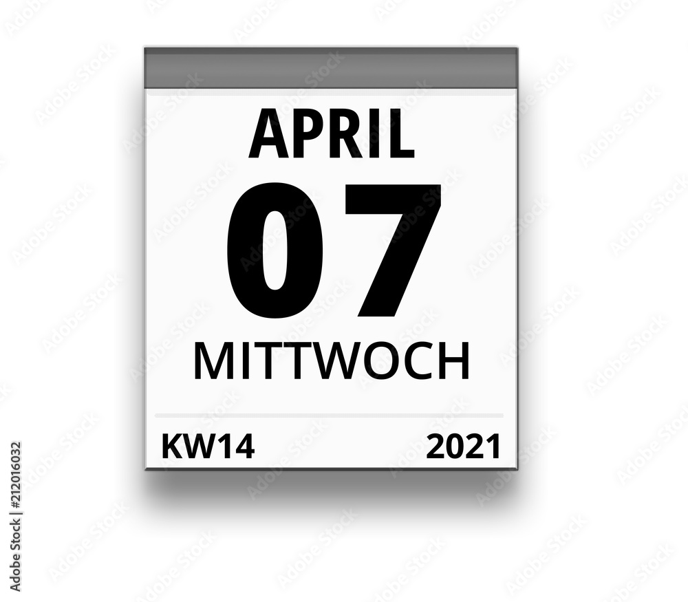 Obraz premium Kalender für Mittwoch, 7. APRIL 2021 (Woche 14)