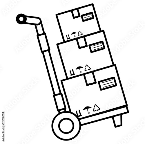 cart with pile carton boxes