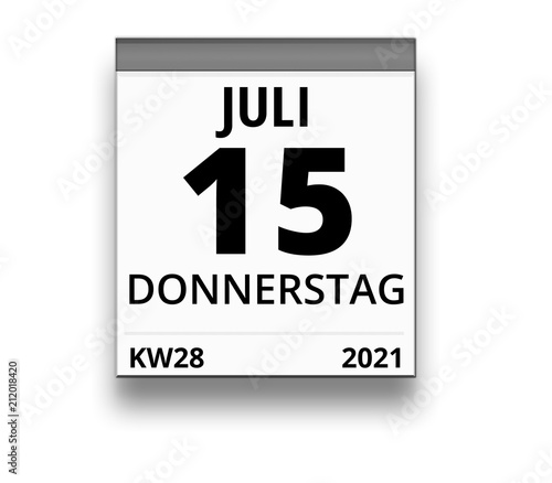 Kalender für Donnerstag, 15. JULI 2021 (Woche 28)