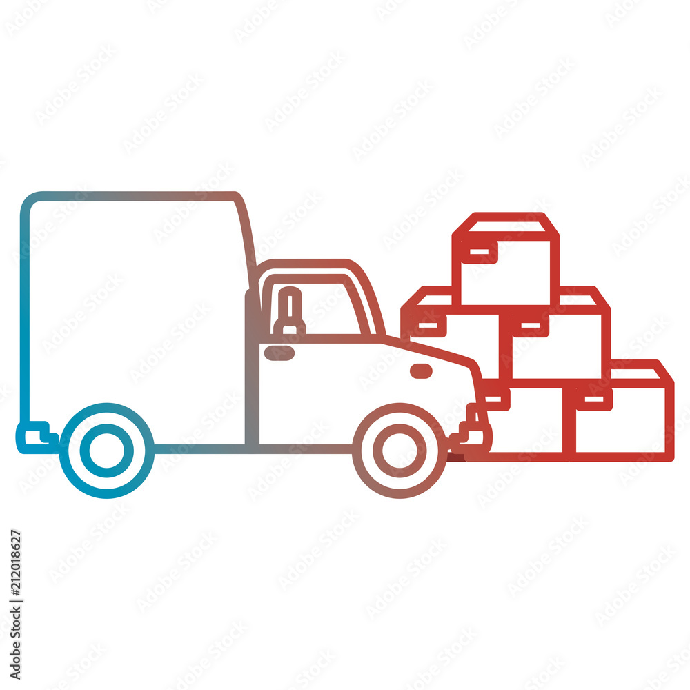 Fototapeta premium pile carton boxes with truck