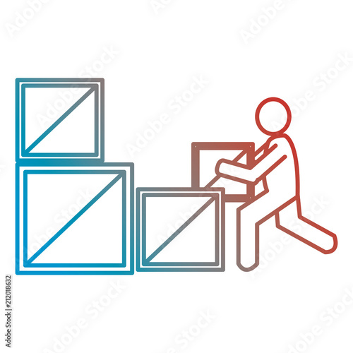 delivery worker with wooden boxes silhouette