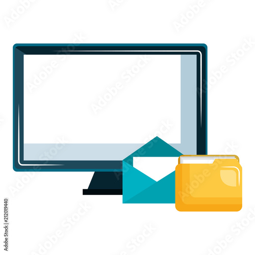 file folder with computer and envelope