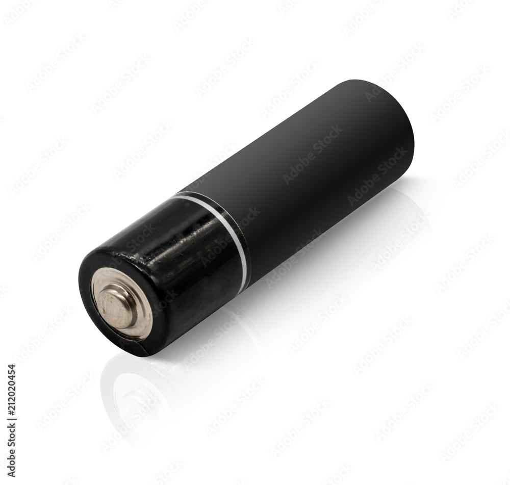 Black AA battery isolated on white background with depth of field Black AA battery isolated on white background with depth of field