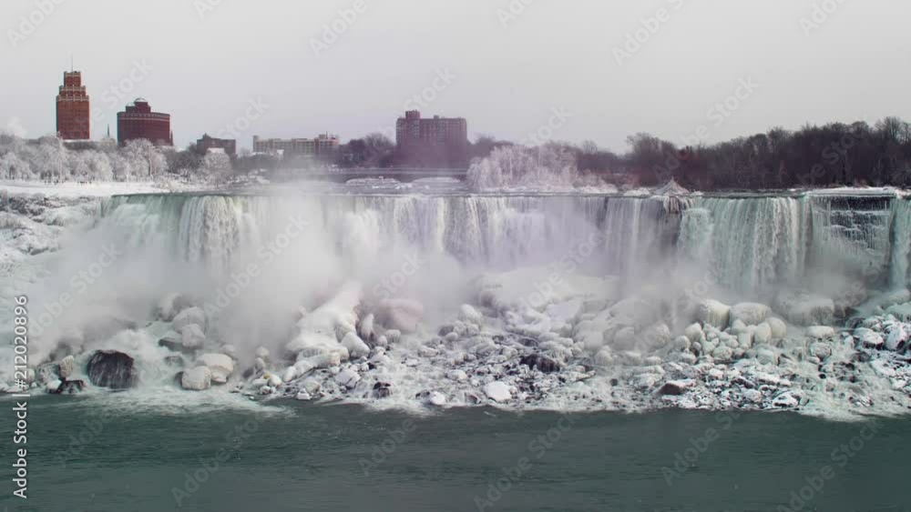 Front on Static shot of the American Niagara Falls taken from the Canadian side in the coldest winter of 2017/2018. Front on Static shot of the American Niagara Falls taken from the Canadian side in the coldest winter of 2017/2018.