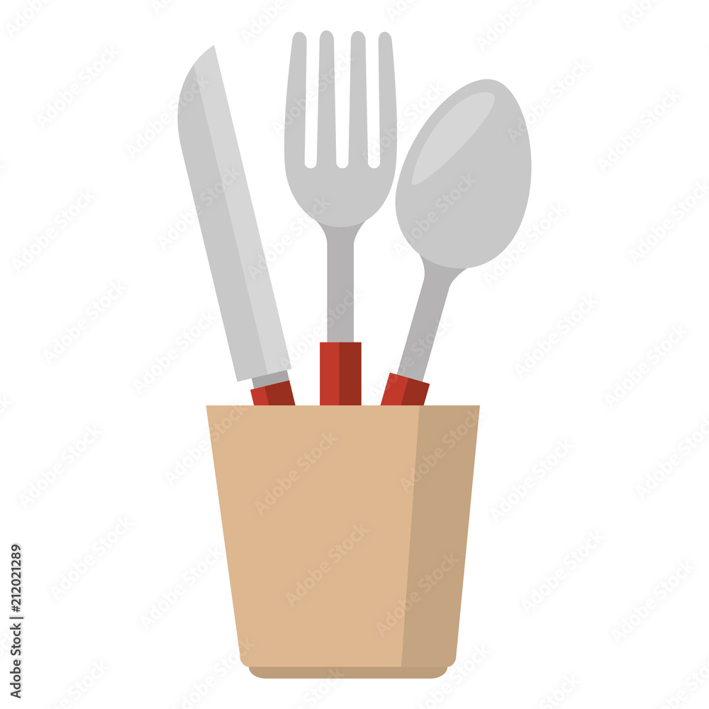 Fotografie cutlery holder with utensils