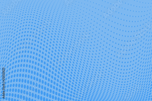 Blue wave halftone pattern. Pop art style. Digital gradient. Vector illustration
