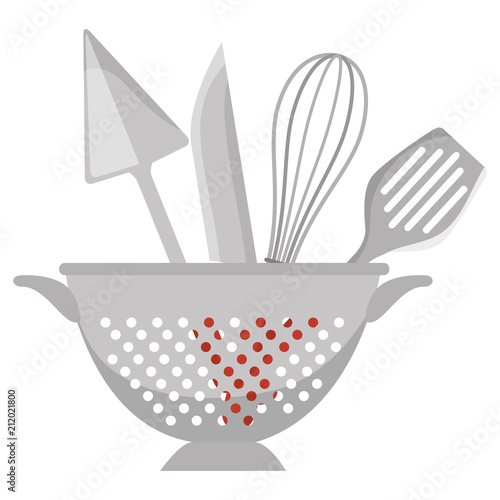 kitchen colander with cutleries