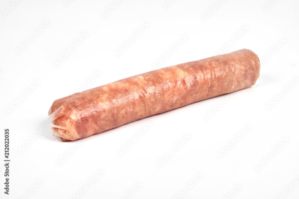 Raw meat sausages isolated on white background Raw meat sausages isolated on white background
