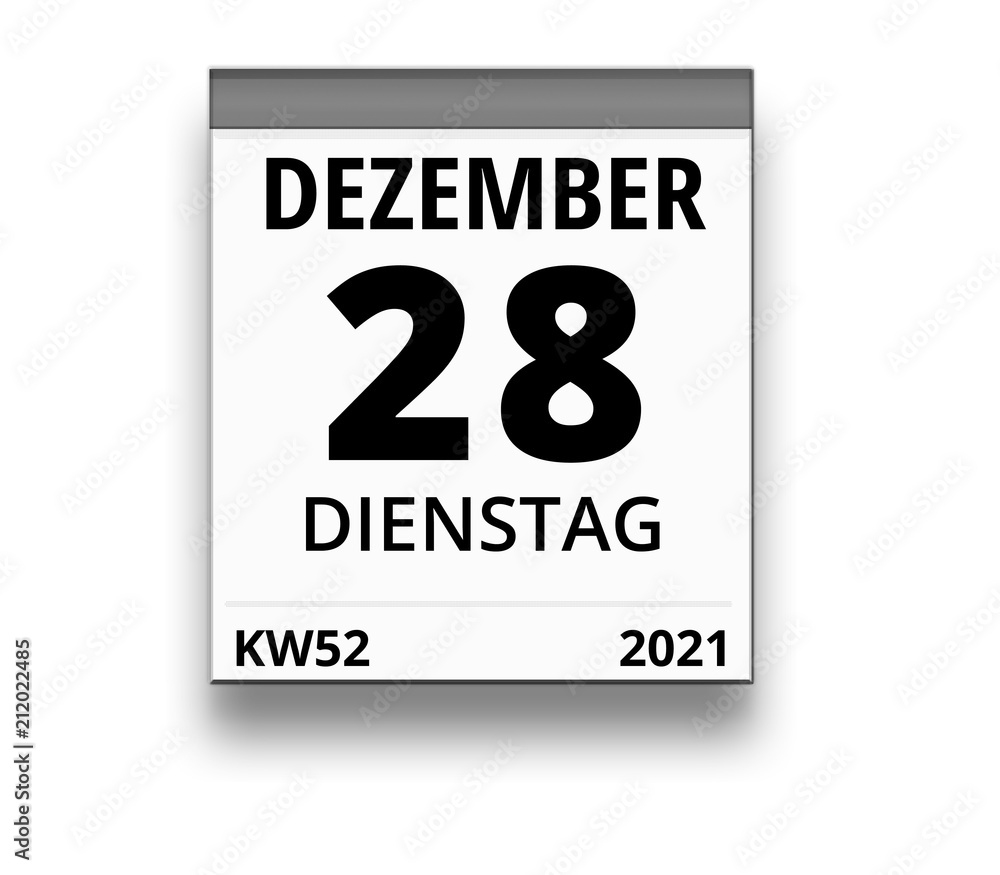 Obraz premium Kalender für Dienstag, 28. DEZEMBER 2021 (Woche 52)
