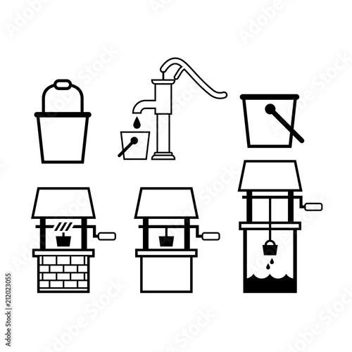 Water well icon set
